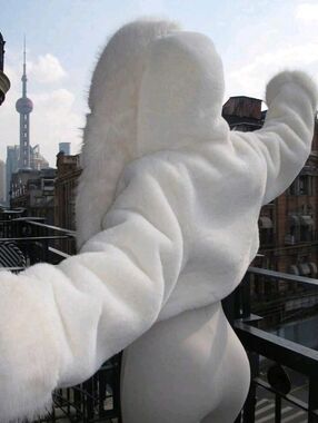 Luxury White Faux Fur Hooded Jacket